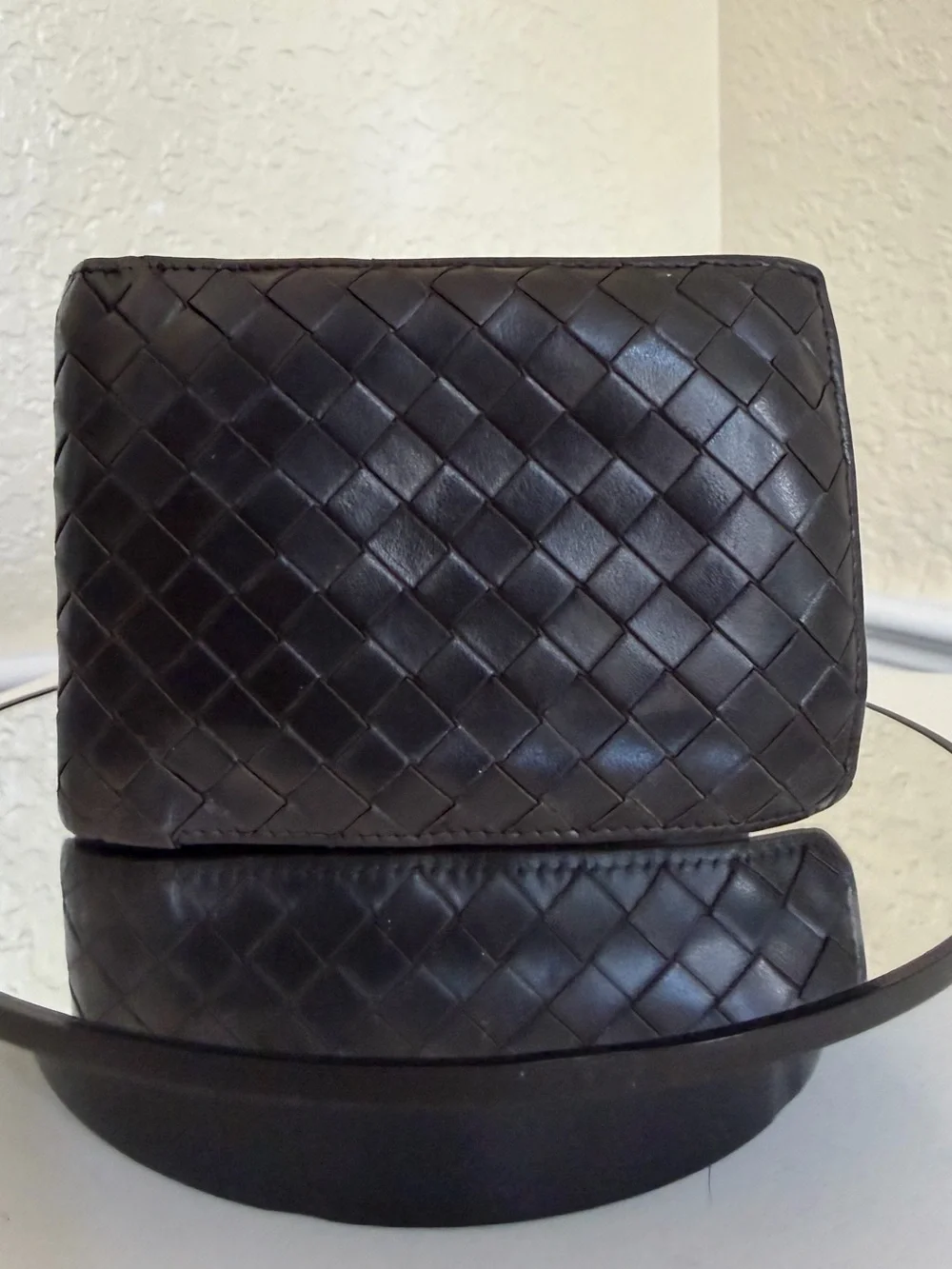 Bottega Veneta Men's Intrecciato Woven Leather Bifold Wallet Dark Brown